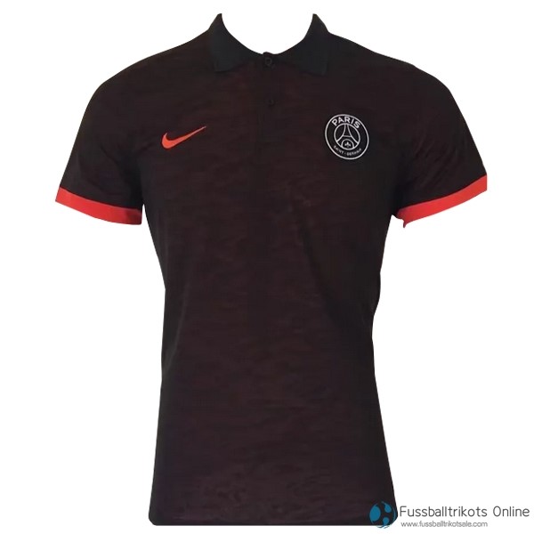 Paris Saint Germain Polo 2017-18 Schwarz Orange Fussballtrikots Günstig